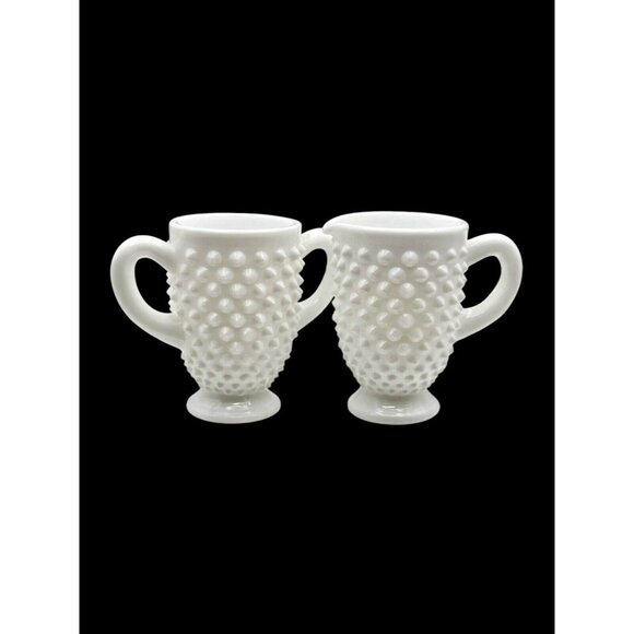 Vintage Mid-Century Milk Glass Hobnail Small Creamer & Sugar Bowl Pair - Picture 2 of 3